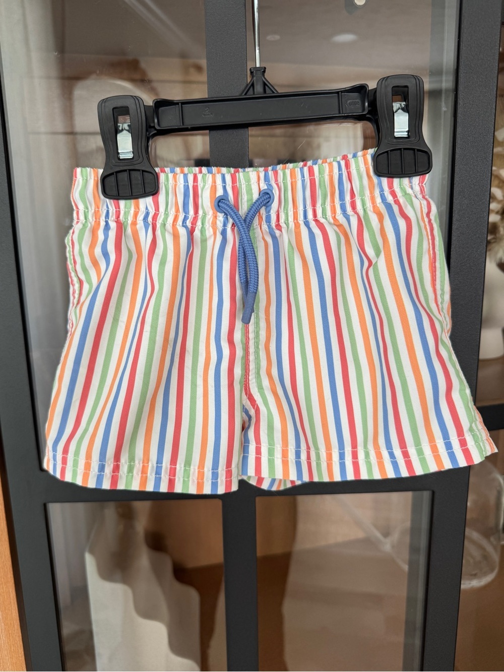 Zara Kids swimming trunks shorts baby boy rainbow striped drawstring waistband